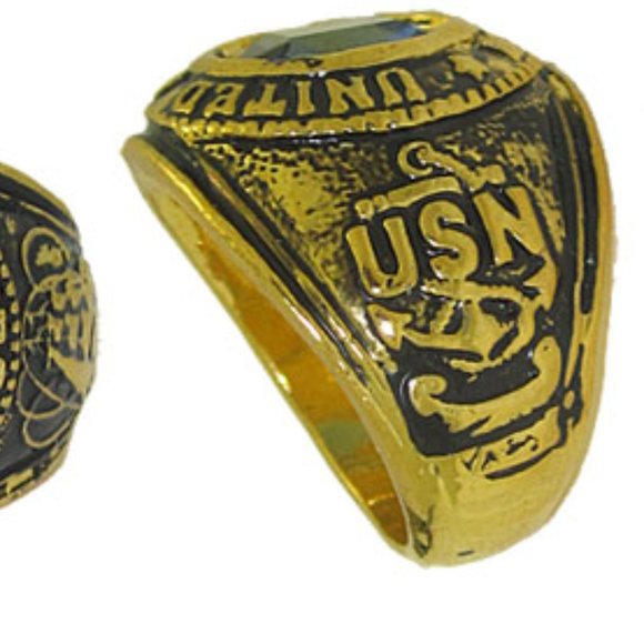 US Navy Ring blue sapphire crystal 18kt 12 AND13 NW - Picture 5 of 6